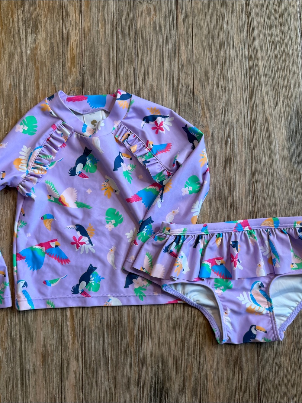 Tucker and Tate Kids Long Sleeve Purple Tropical Rash Swim *see notes for size*